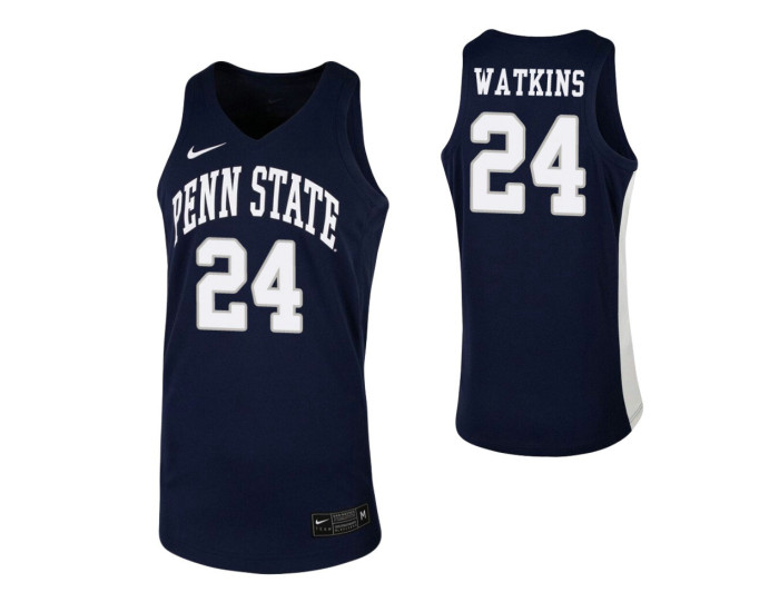 Penn State Nittany Lions #24 Mike Watkins Navy Authentic College Basketball Jersey