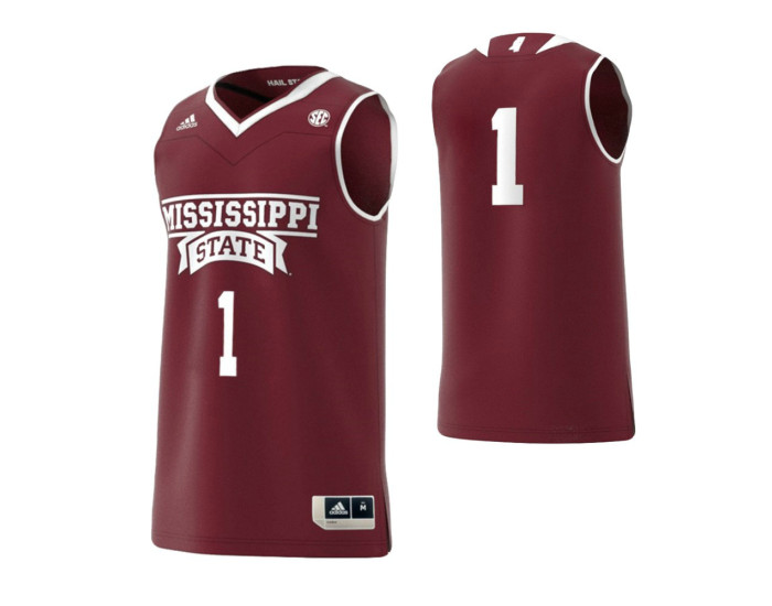 Youth Mississippi State Bulldogs #1 Basketball Adidas Authentic College Basketball Jersey Maroon