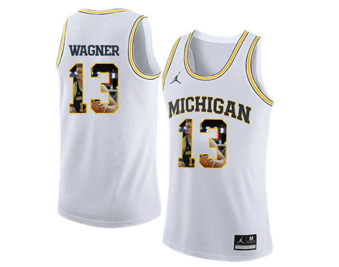Youth Michigan Wolverines #13 Moritz Wagner Authentic College Basketball Jersey White