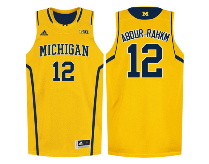 Michigan Wolverines #12 Muhammad-Ali Abdur-Rahkman Authentic College Basketball Jersey Gold