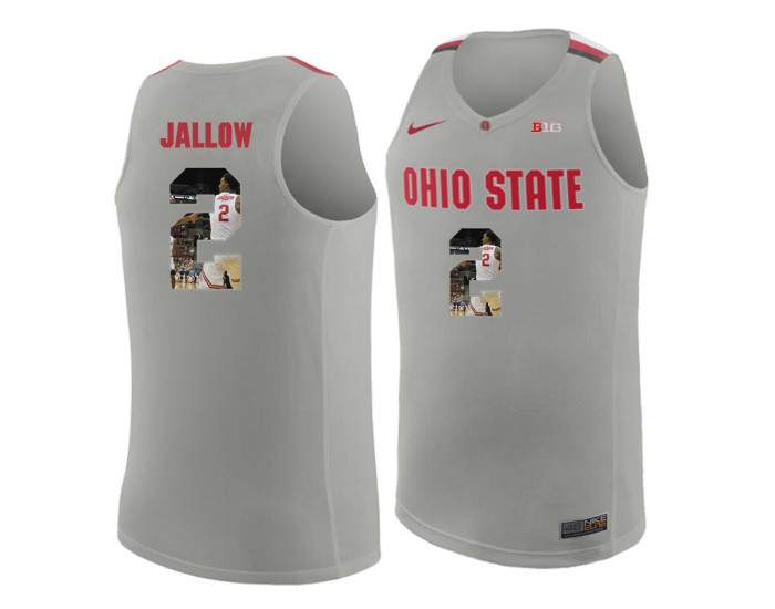 Ohio State Buckeyes #2 Musa Jallow Authentic College Basketball Jersey Gray