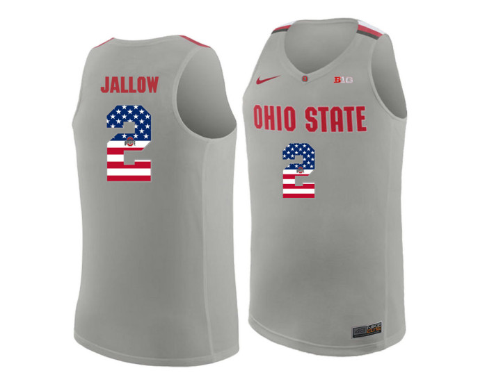Ohio State Buckeyes #2 Musa Jallow Replica College Basketball Jersey Gray