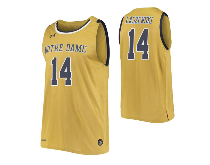 Nate Laszewski Authentic College Basketball Jersey Gold Notre Dame Fighting Irish