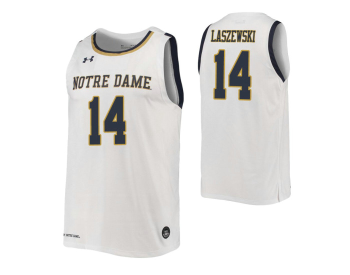 Notre Dame Fighting Irish #14 Nate Laszewski White Authentic College Basketball Jersey