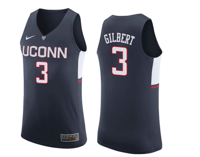 Uconn Huskies #3 Alterique Gilbert Authentic College Basketball Jersey Navy