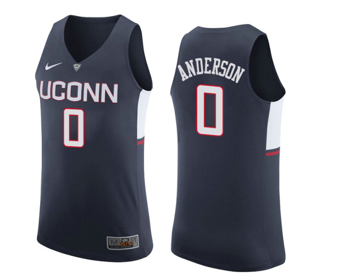 Youth Uconn Huskies #0 Antwoine Anderson Authentic College Basketball Jersey Navy