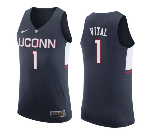Youth Uconn Huskies #1 Christian Vital Authentic College Basketball Jersey Navy