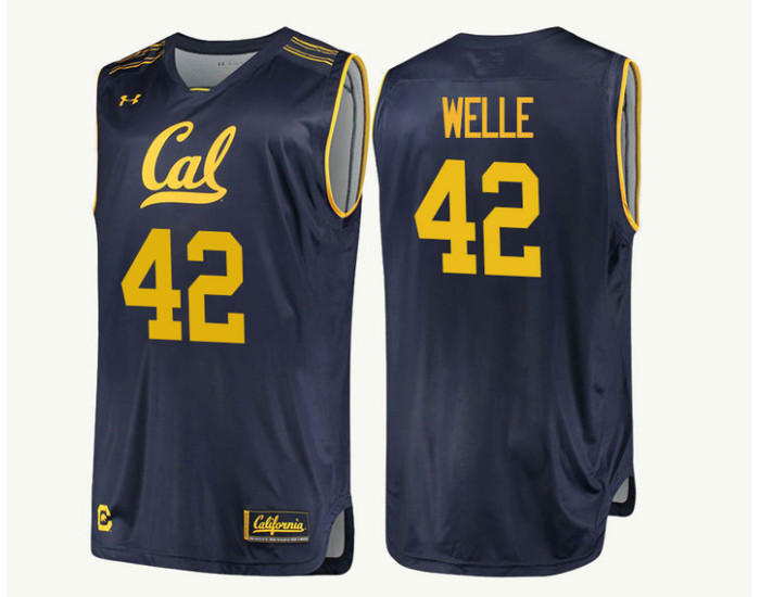 Youth California Golden Bears #42 Cole Welle Authentic College Basketball Jersey Navy