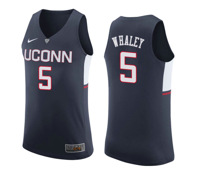 Uconn Huskies #5 Isaiah Whaley Authentic College Basketball Jersey Navy