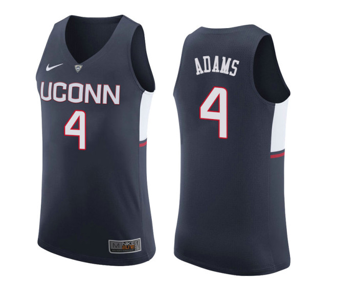 Uconn Huskies #4 Jalen Adams Replica College Basketball Jersey Navy