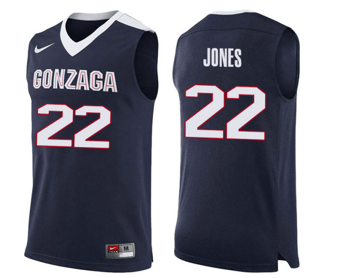 Youth Gonzaga Bulldogs #22 Jeremy Jones Replica College Basketball Jersey Navy