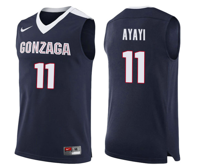 Gonzaga Bulldogs #11 Joel Ayayi Authentic College Basketball Jersey Navy