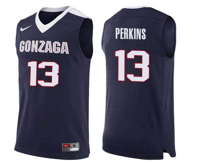 Gonzaga Bulldogs #13 Josh Perkins Authentic College Basketball Jersey Navy
