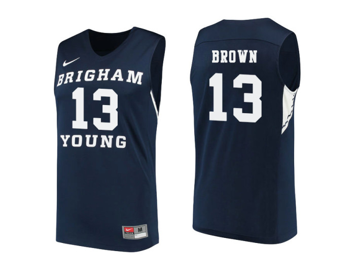 Youth BYU Cougars #13 Kajon Brown Authentic College Basketball Jersey Navy