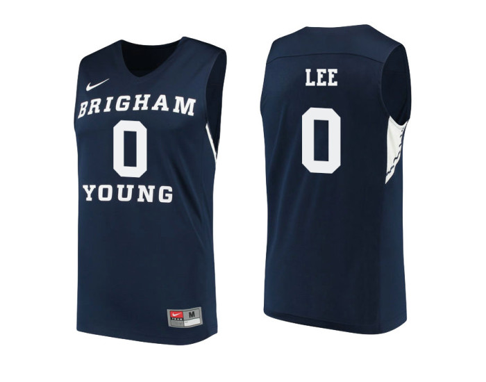 Youth BYU Cougars #0 Kolby Lee Authentic College Basketball Jersey Navy