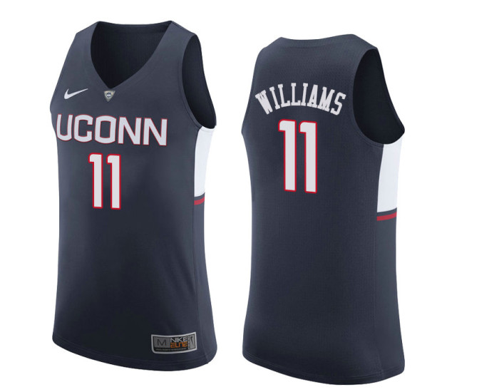 Uconn Huskies #11 Kwintin Williams Authentic College Basketball Jersey Navy