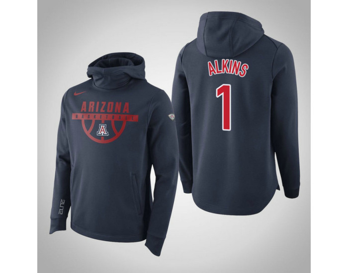 Arizona Wildcats #1 Alkins Men's Navy Elite College Basketball Hoodie