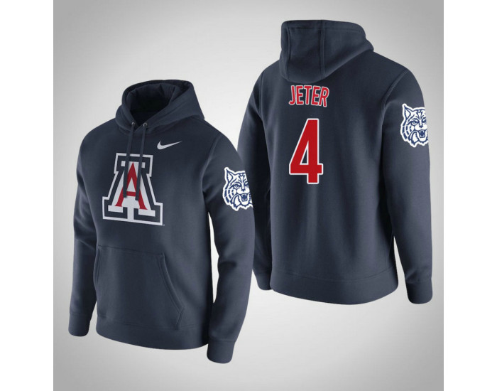 Arizona Wildcats #4 Chase Jeter Men's Navy Pullover Hoodie
