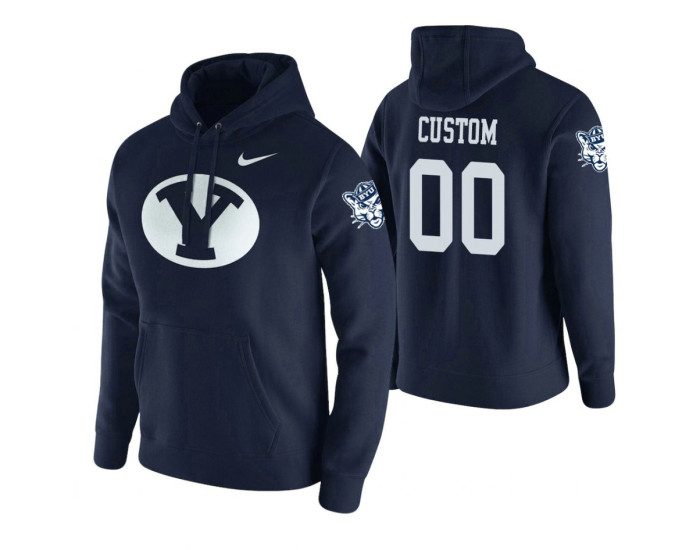 BYU Cougars #00 Custom Men's Navy College Basketball Hoodie