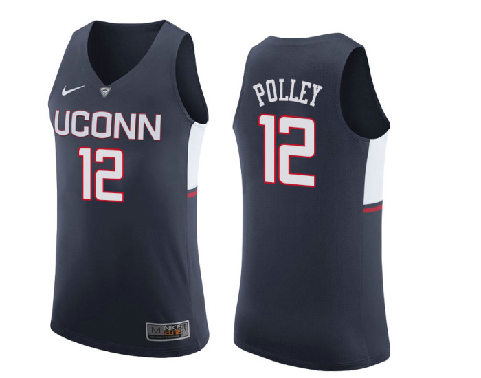 Uconn Huskies #12 Tyler Polley Authentic College Basketball Jersey Navy