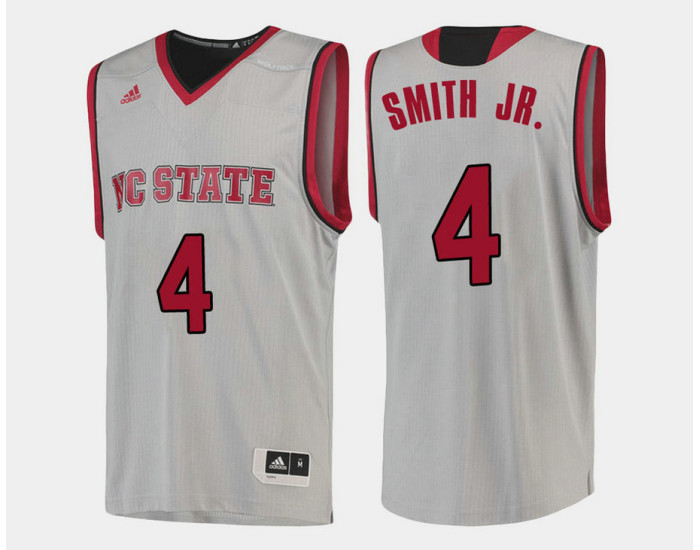 NC State WolfPack #4 Dennis Smith Jr. White Home Authentic College Basketball Jersey