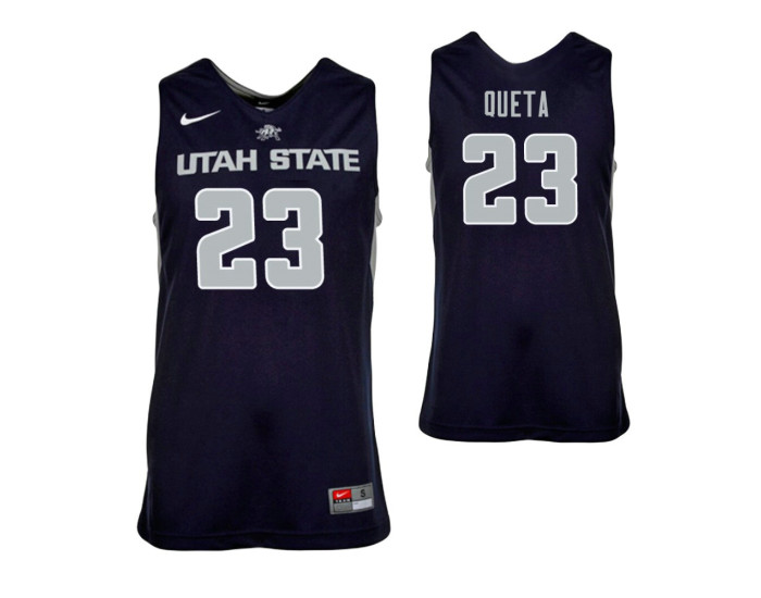 Utah State Aggies Neemias Queta Authentic College Basketball Jersey Navy Blue