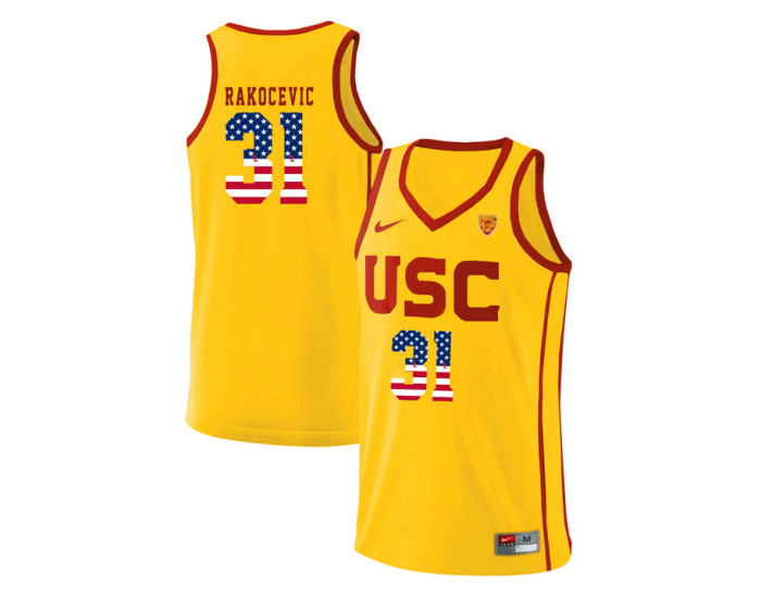 USC Trojans #31 Nick Rakocevic Authentic College Basketball Jersey Yellow