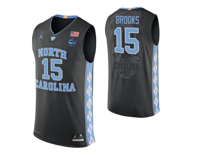 North Carolina Tar Heels #15 Garrison Brooks Black Replica College Basketball Jersey