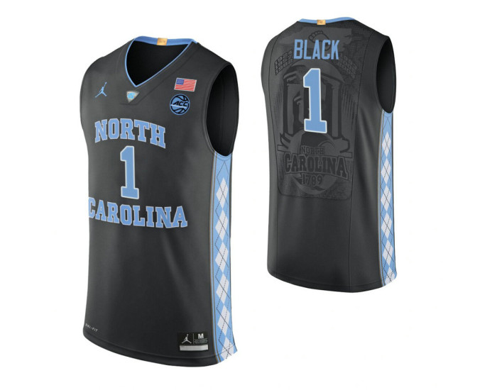 North Carolina Tar Heels #1 Leaky Black Black Authentic College Basketball Jersey