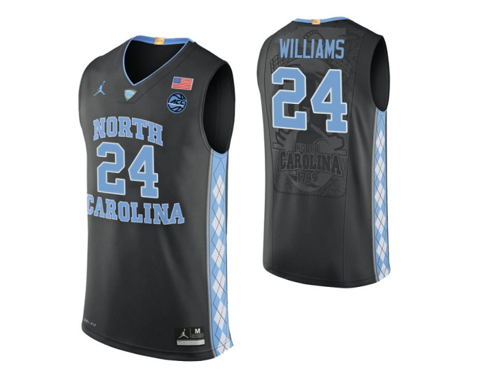 Youth North Carolina Tar Heels #24 Marvin Williams Black Replica College Basketball Jersey