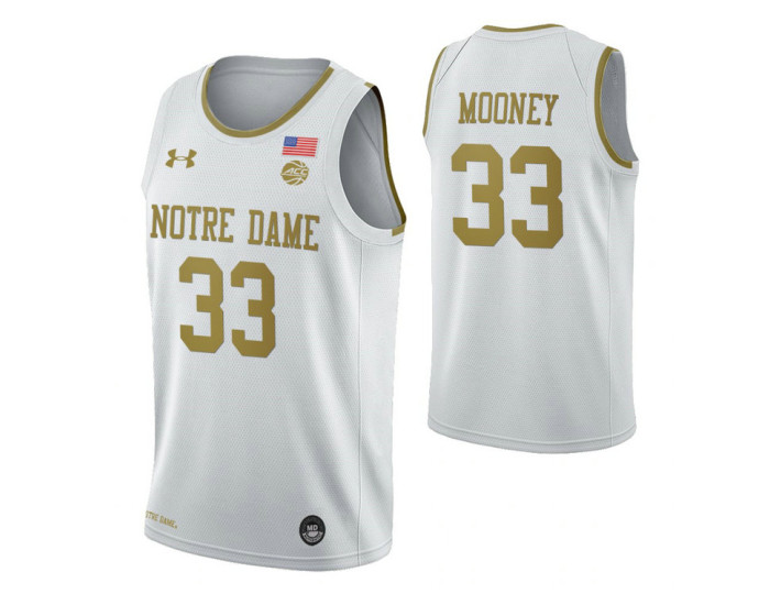 Notre Dame Fighting Irish #33 John Mooney White Authentic College Basketball Jersey