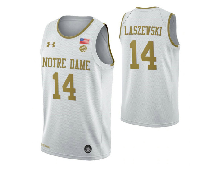 Youth Notre Dame Fighting Irish #14 Nate Laszewski White Authentic College Basketball Jersey