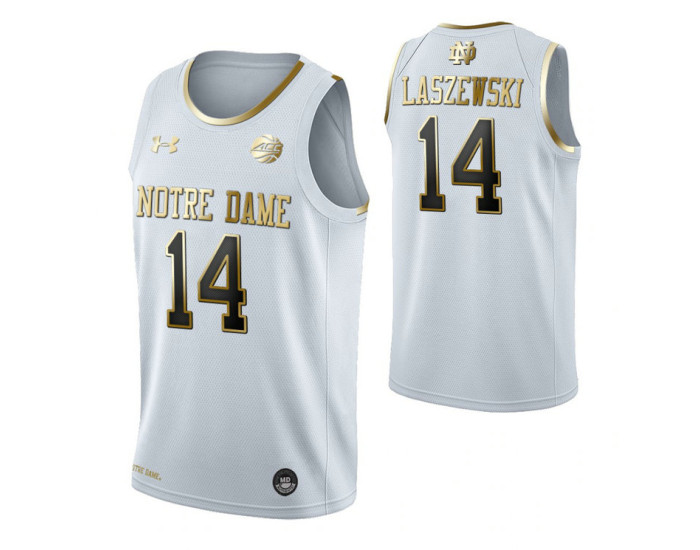 Nate Laszewski Notre Dame Fighting Irish White Golden Edition Authentic College Basketball Jersey