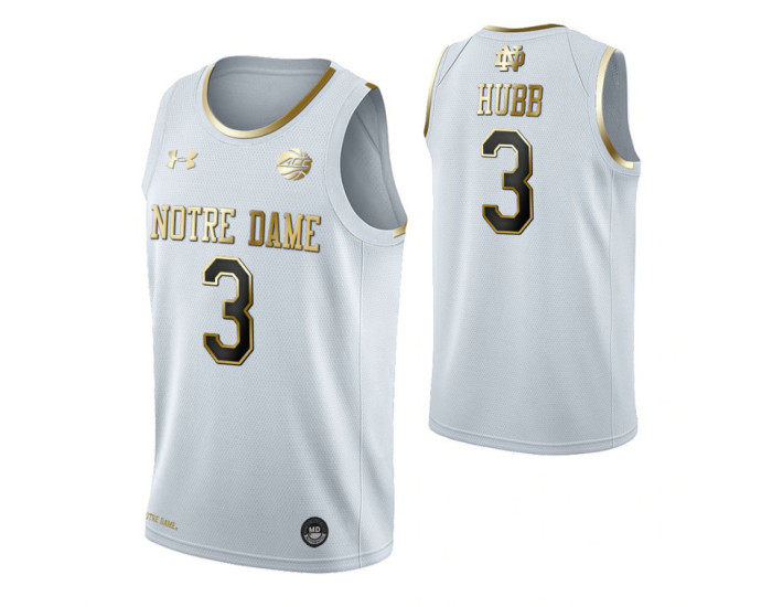 Notre Dame Fighting Irish #3 Prentiss Hubb White Replica College Basketball Jersey
