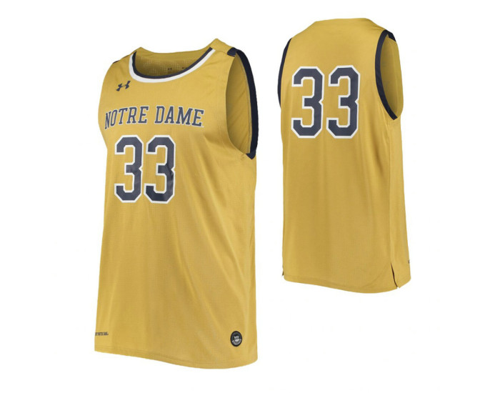 Youth Notre Dame Fighting Irish #33 Replica College Basketball Jersey Gold
