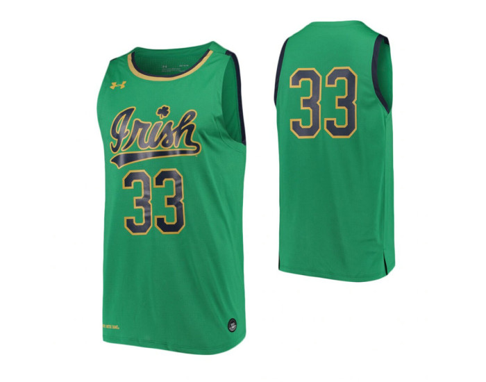 Notre Dame Fighting Irish #33 Replica College Basketball Jersey Kelly Green