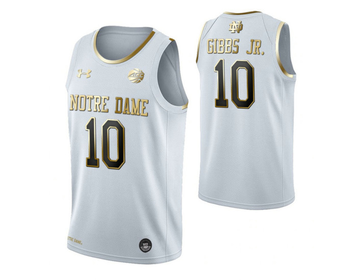 TJ Gibbs Jr. Notre Dame Fighting Irish White Golden Edition Authentic College Basketball Jersey