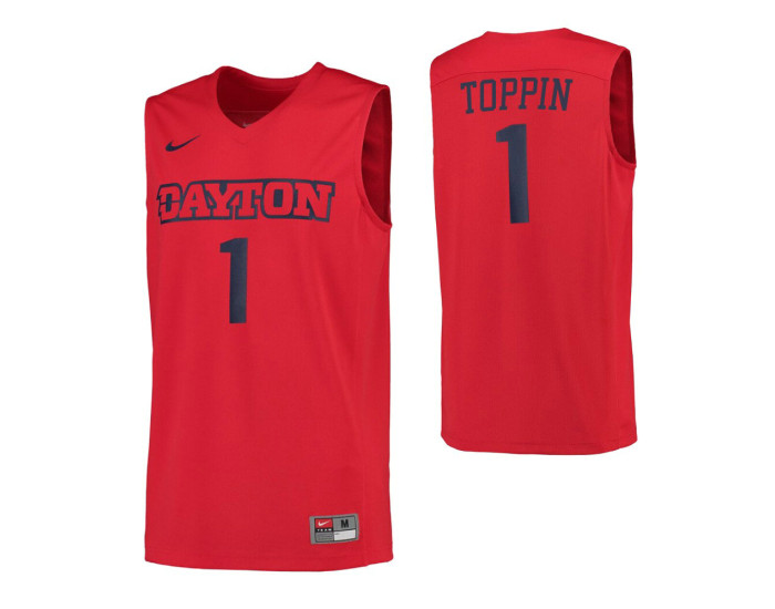 Dayton Flyers 1 Obi Toppin Authentic College Basketball Jersey Red