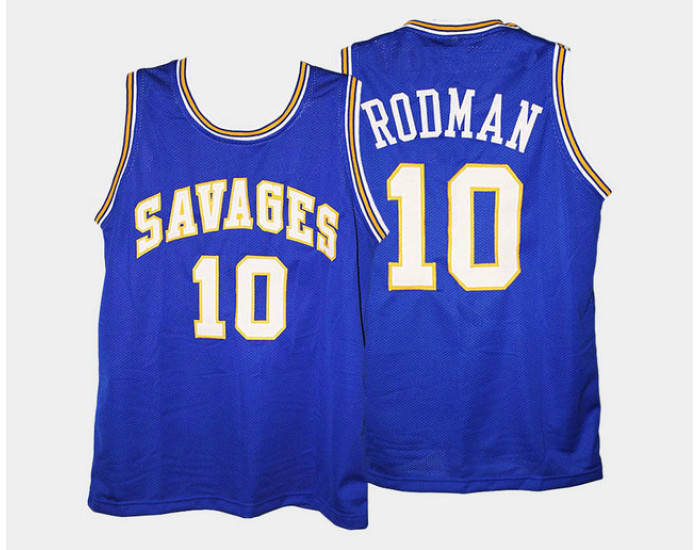 Oklahoma Savage Storm #10 Dennis Rodman Blue Road Authentic College Basketball Jersey