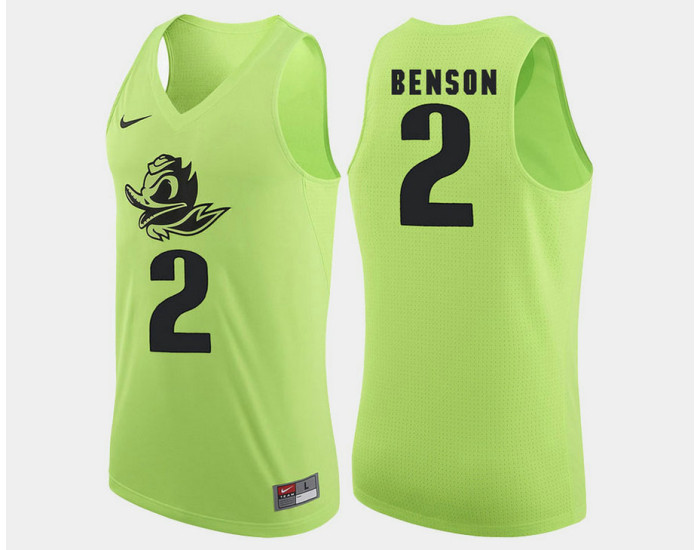 Oregon Ducks #2 Casey Benson Apple Green Alternate Replica College Basketball Jersey