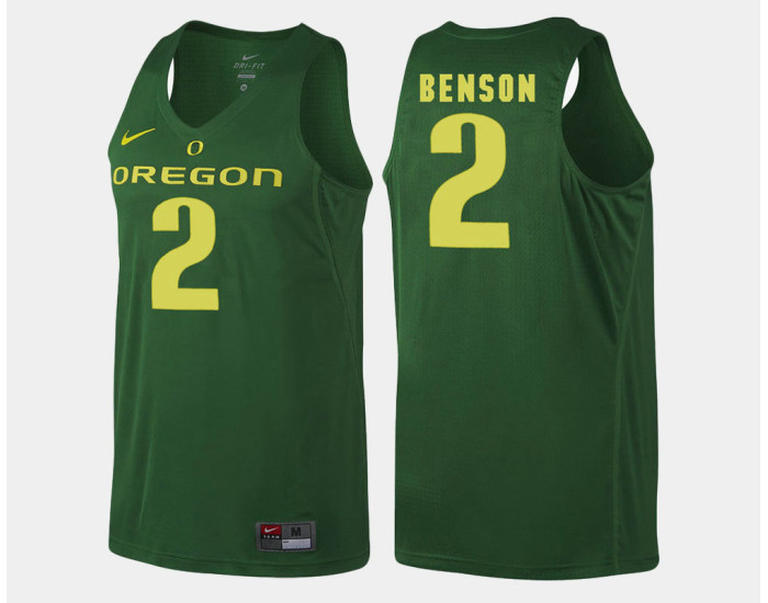 Oregon Ducks #2 Casey Benson Green Road Authentic College Basketball Jersey