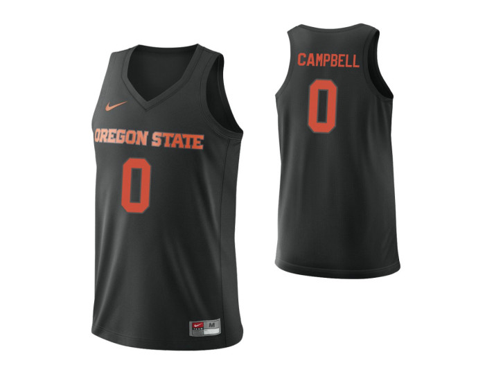 Oregon State Beavers #0 Jordan Campbell Authentic College Basketball Jersey Black