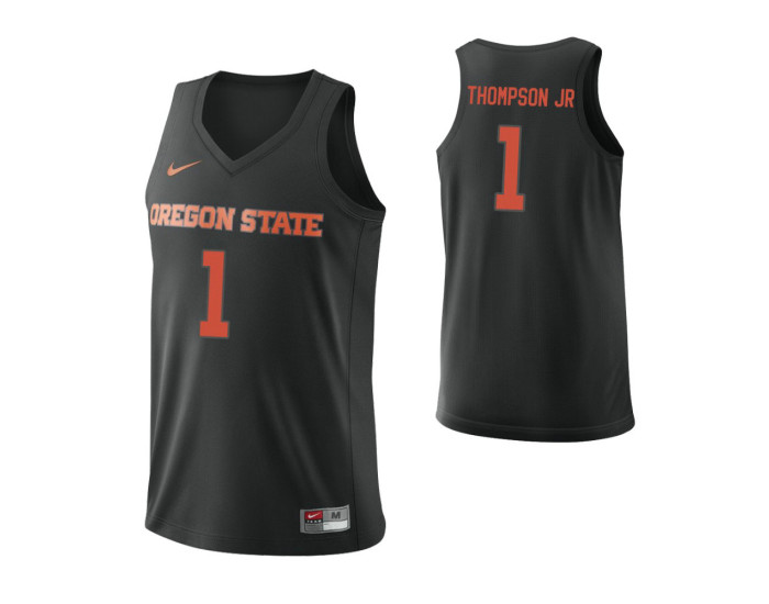 Oregon State Beavers #1 Stephen Thompson Jr. Authentic College Basketball Jersey Black