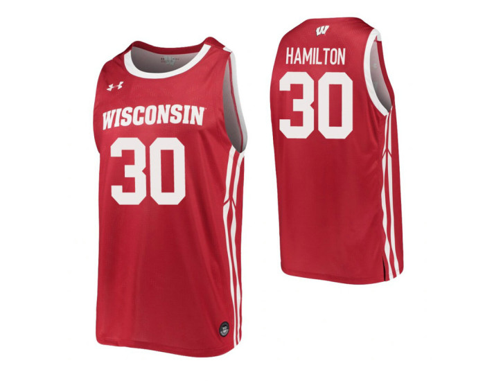 Youth Wisconsin Badgers #30 Owen Hamilton Red Authentic College Basketball Jersey