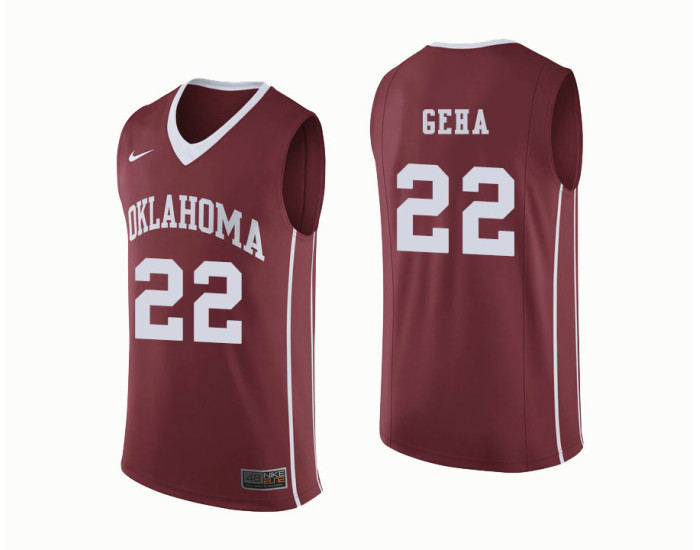 Oklahoma Sooners #22 Patrick Geha Authentic College Basketball Jersey Crimson