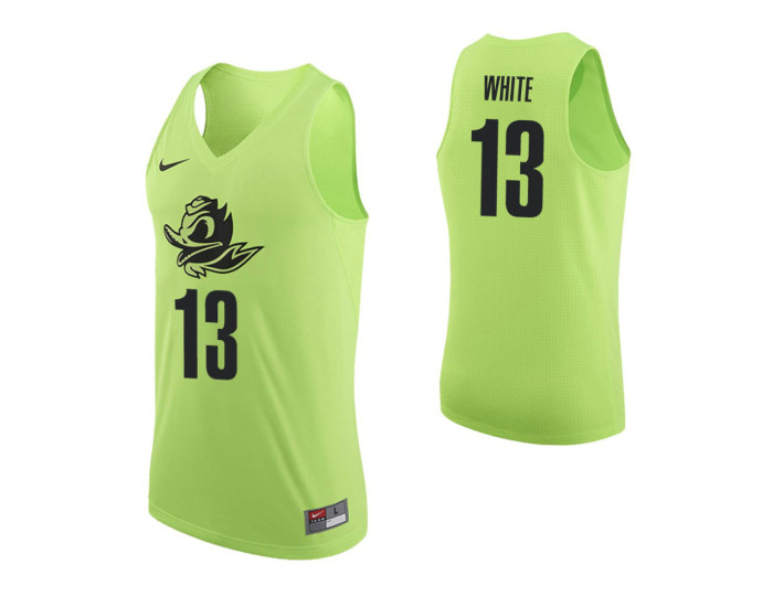 Oregon Ducks #13 Paul White Authentic College Basketball Jersey Apple Green