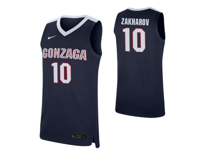 Youth Gonzaga Bulldogs #10 Pavel Zakharov Navy Replica College Basketball Jersey