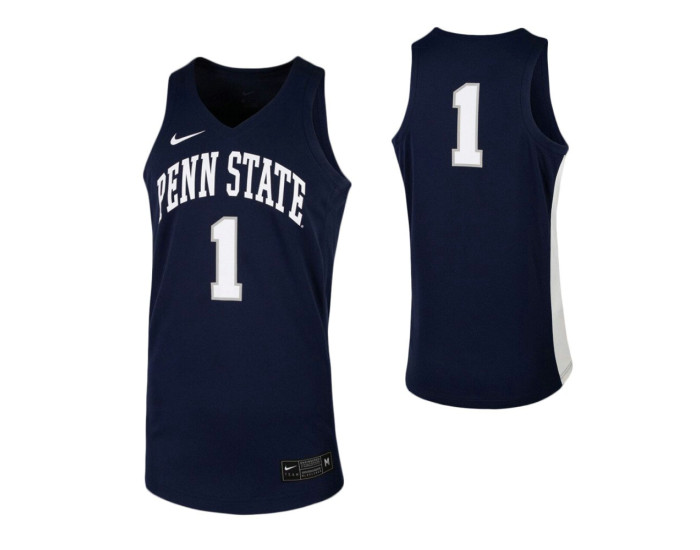 Penn State Nittany Lions #1 Authentic College Basketball Jersey Navy