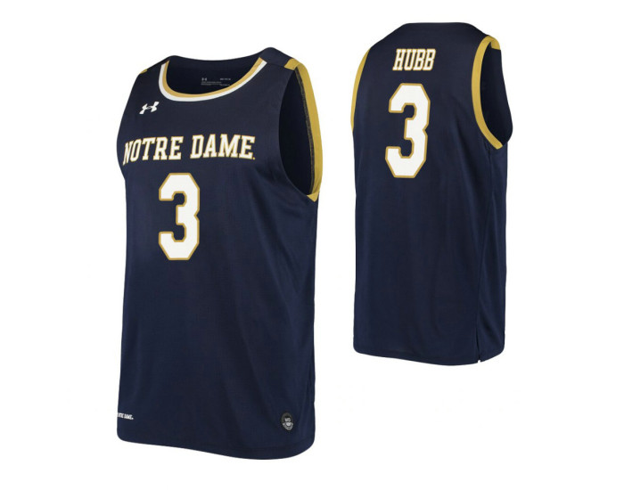 Youth Notre Dame Fighting Irish #3 Prentiss Hubb Navy Replica College Basketball Jersey