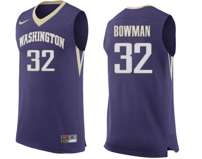Washington Huskies #32 Greg Bowman Authentic College Basketball Jersey Purple